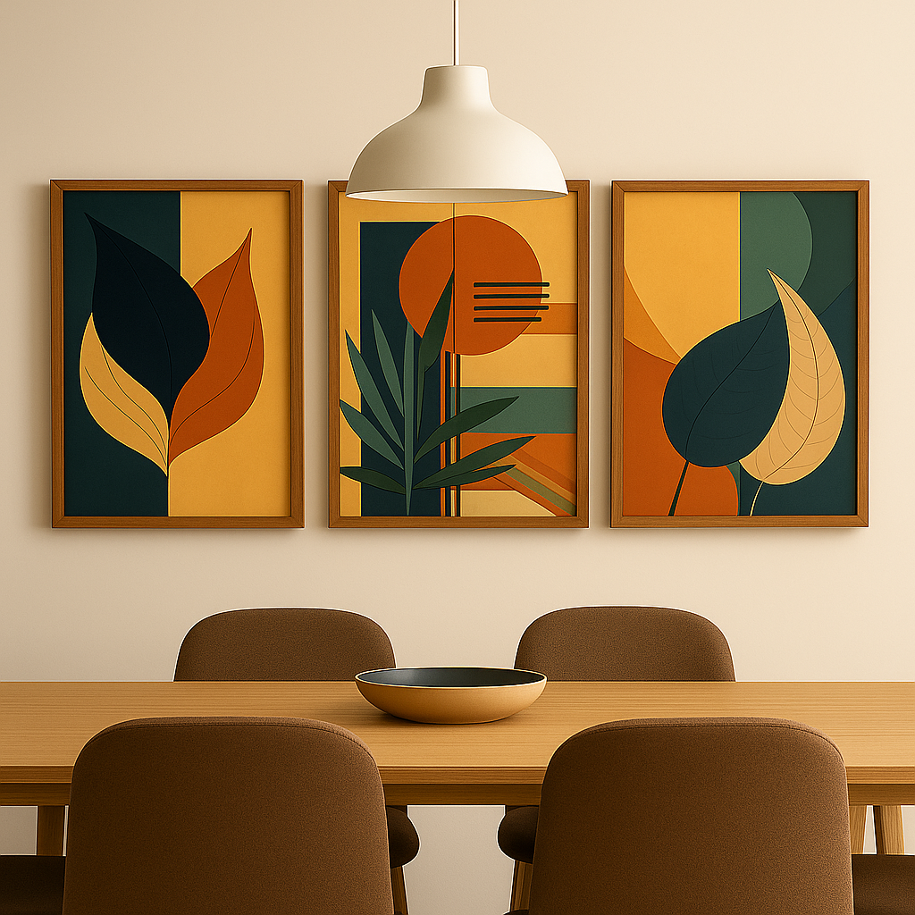 Quadro Decorativo 3 Peças  Folhagem Minimalistas